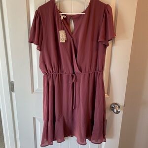 NWT Maurices Dusty Rose V-Neck Dress
